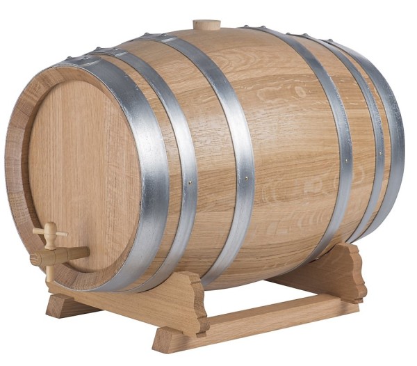 Weinfass - Holzfass 30 Liter Eiche natur, mit verzinkten Reifen (mit Spund o. Hahn und ohne Lager)