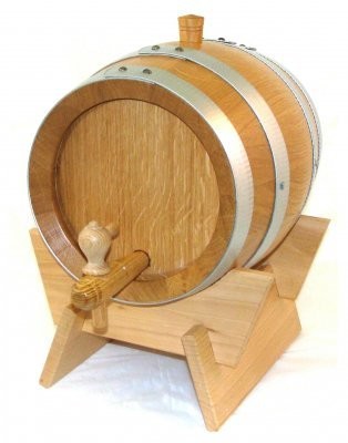 Weinfass - Holzfass 5 Liter Eiche natur, mit verzinkten Reifen,kpl.