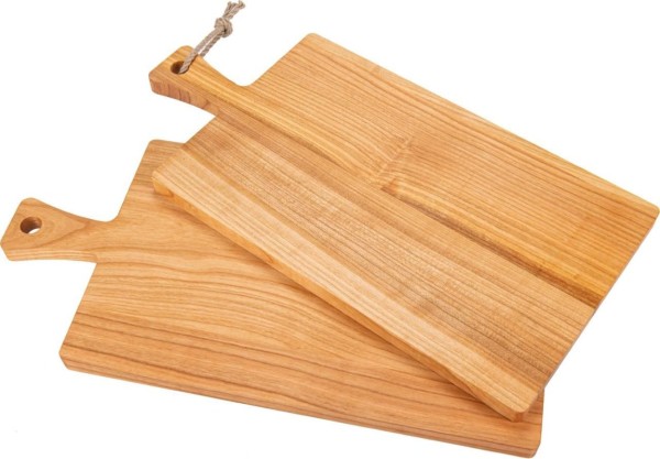 Kirsche - Schneidebrett mit Griff aus FSC® Kirsch Holz geölt 40 x 20 x 1,5 cm.